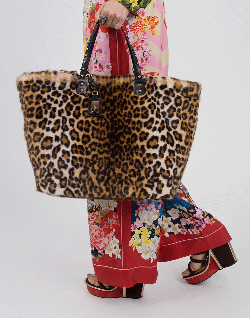 DOLCE & GABBANA-Furry Leo Print Tote-NATURAL
