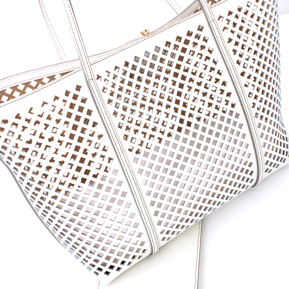 DOLCE & GABBANA-Perforated Shopper-WHITE