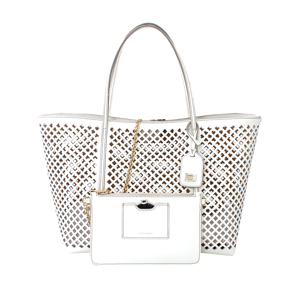 DOLCE & GABBANA-Perforated Shopper-WHITE
