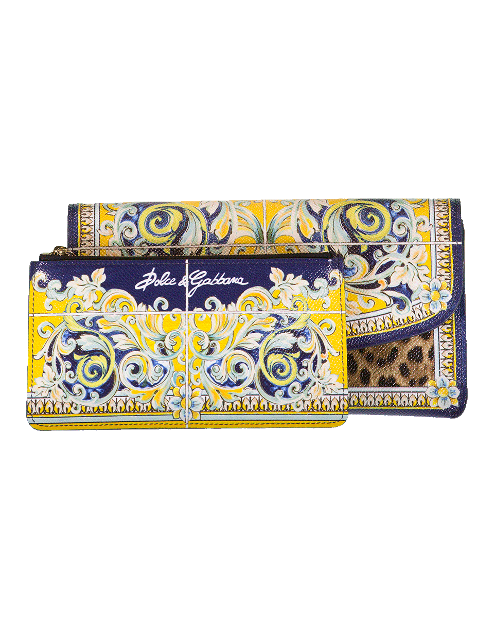 DOLCE & GABBANA-Maiolica And Leopard Print Wallet-MAIOLICA