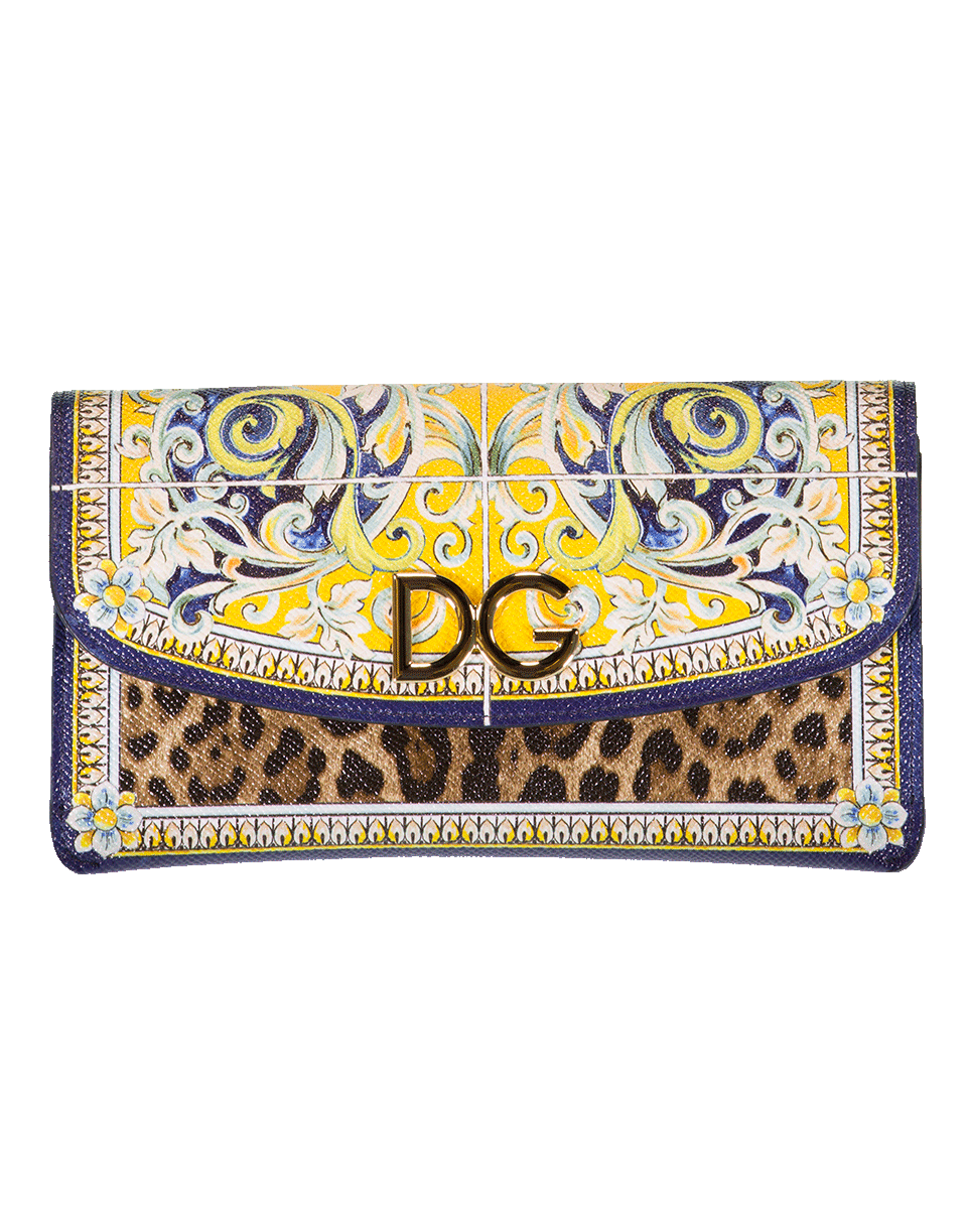 DOLCE & GABBANA-Maiolica And Leopard Print Wallet-MAIOLICA