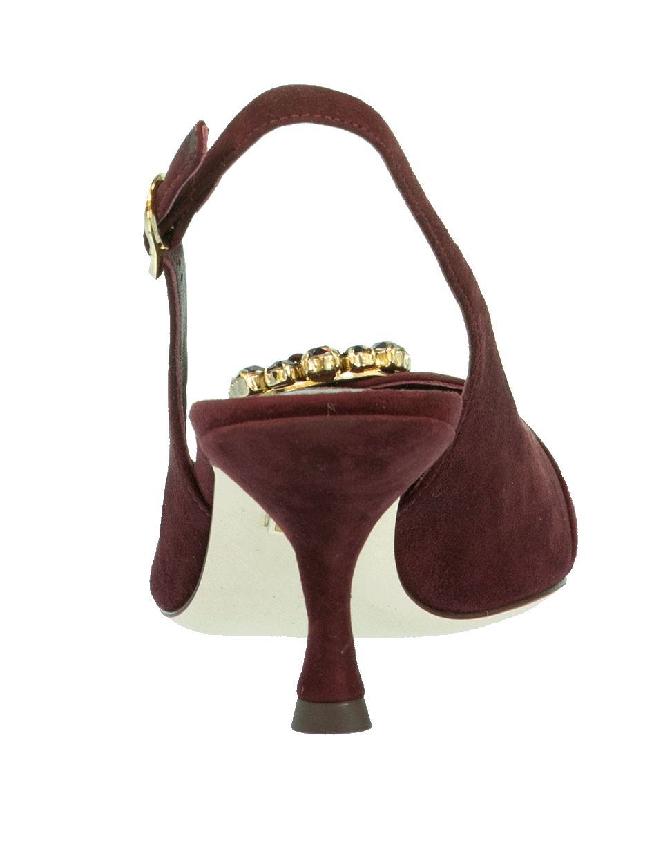 DOLCE & GABBANA-Jeweled Suede Slingback-