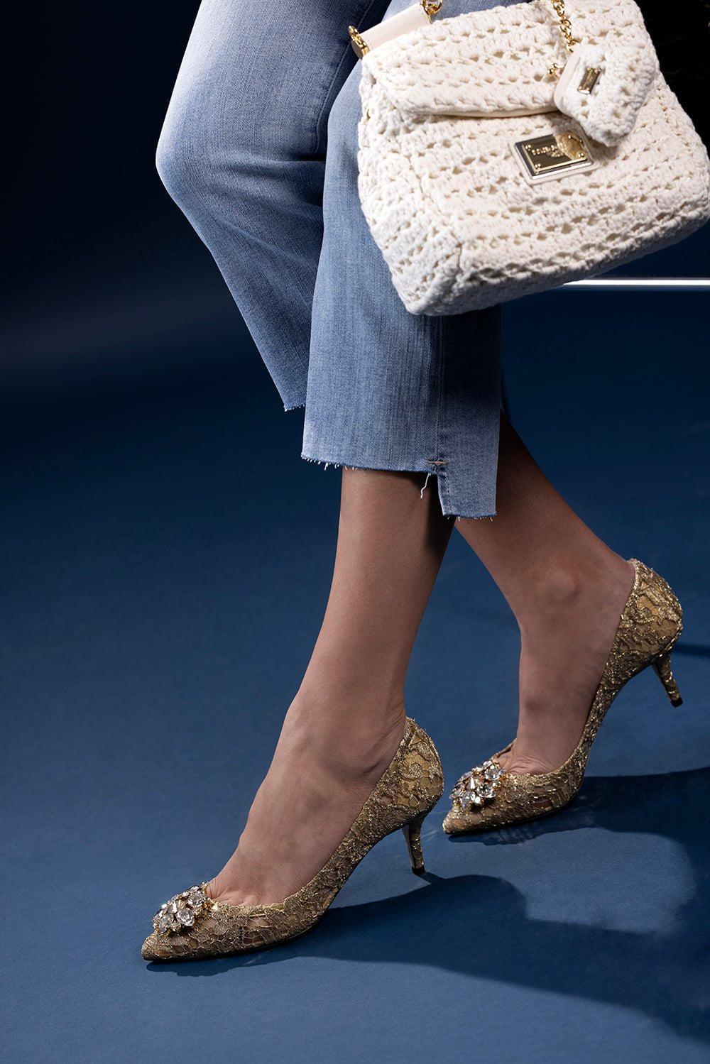 DOLCE & GABBANA-Belucci Lace Pump 60 - Gold-