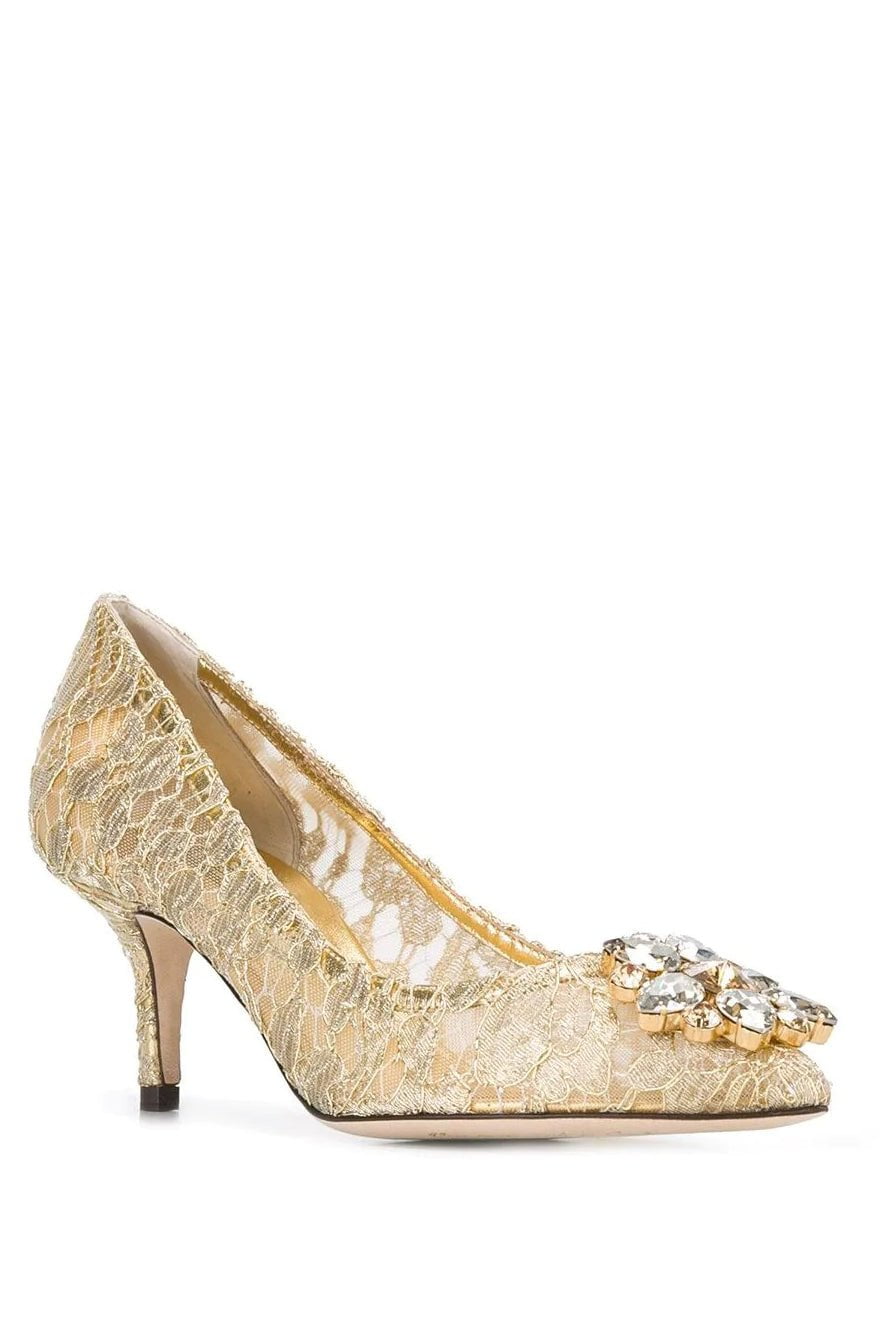 DOLCE & GABBANA-Belucci Lace Pump 60 - Gold-