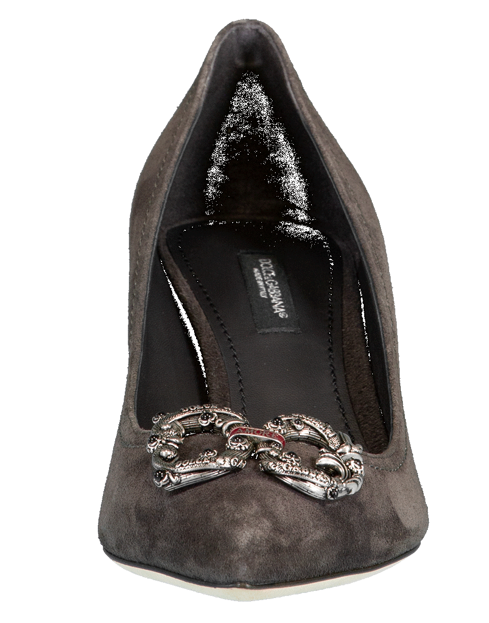 DOLCE & GABBANA-Jewel Logo Suede Pump-