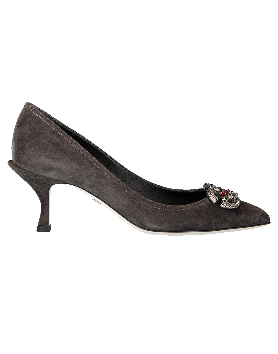 DOLCE & GABBANA-Jewel Logo Suede Pump-
