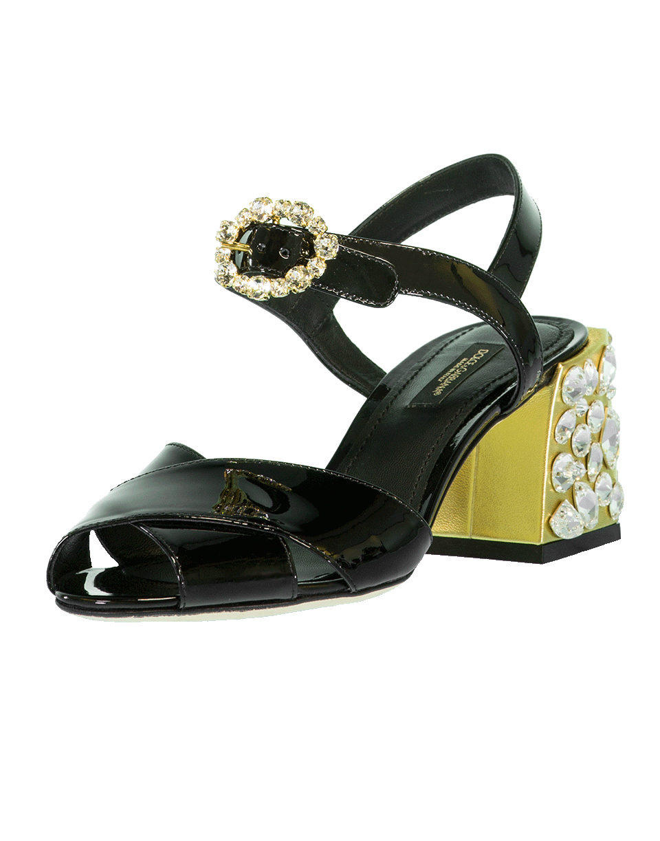 DOLCE & GABBANA-Patent Jeweled Heel Sandal-
