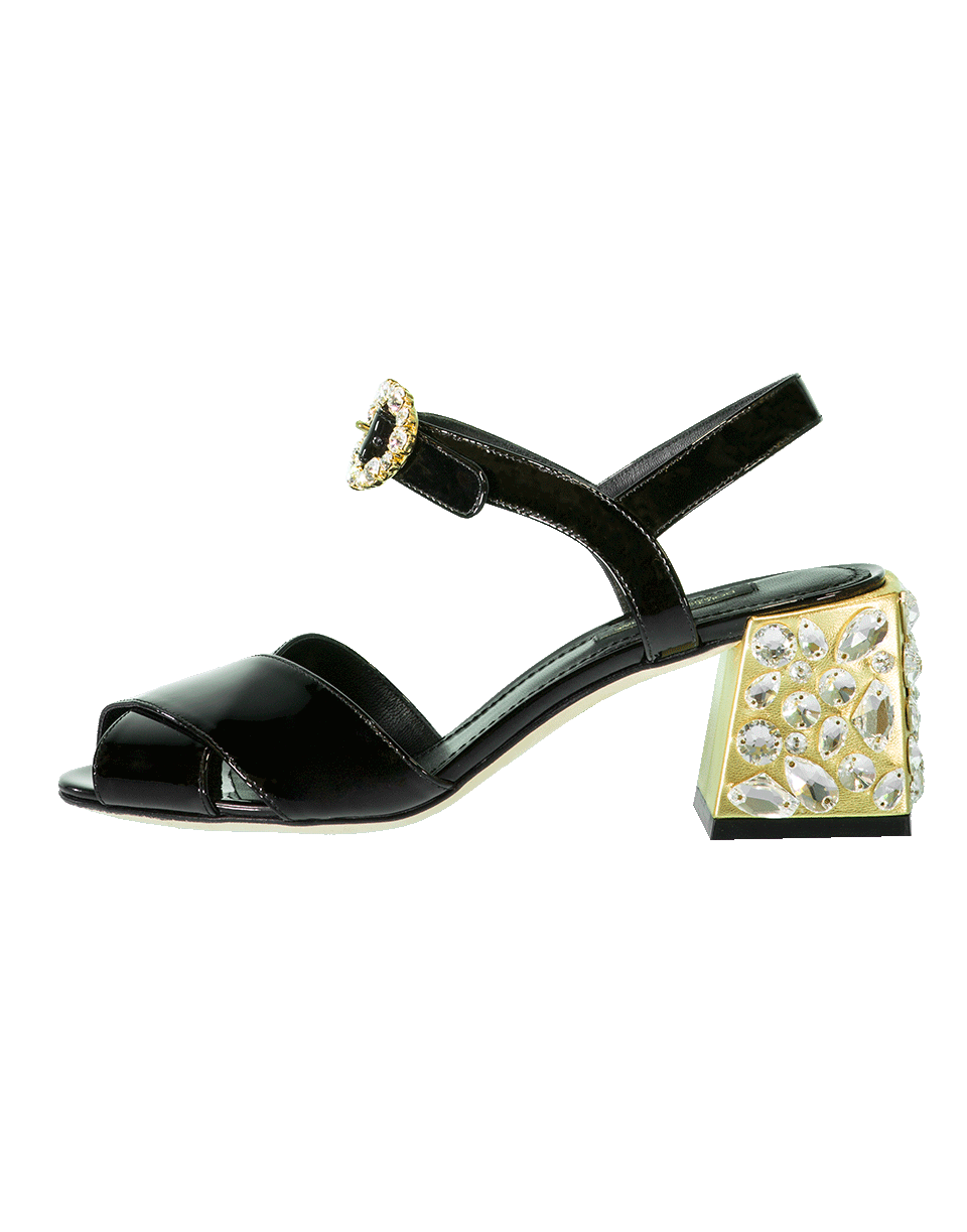 DOLCE & GABBANA-Patent Jeweled Heel Sandal-
