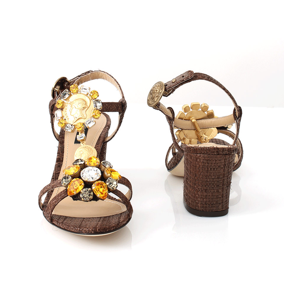 DOLCE & GABBANA-Crystal T-Strap Sandal-