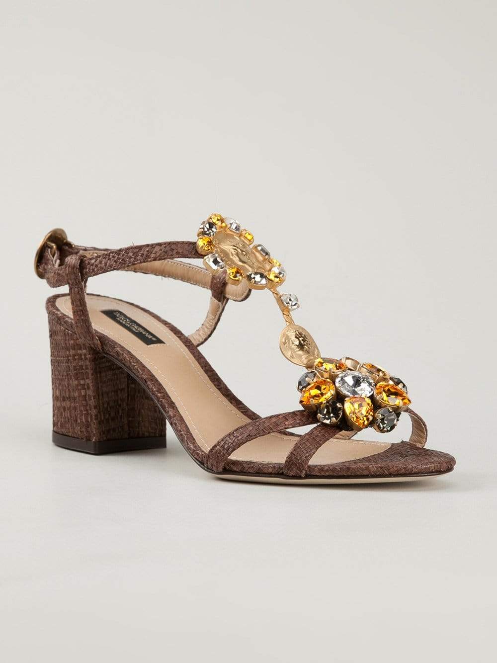DOLCE & GABBANA-Crystal T-Strap Sandal-