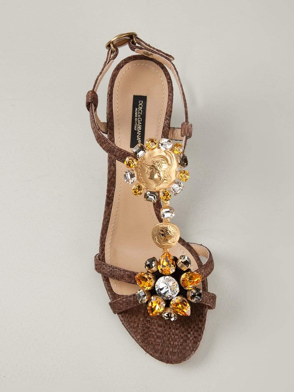 DOLCE & GABBANA-Crystal T-Strap Sandal-