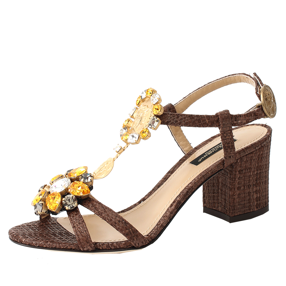 DOLCE & GABBANA-Crystal T-Strap Sandal-