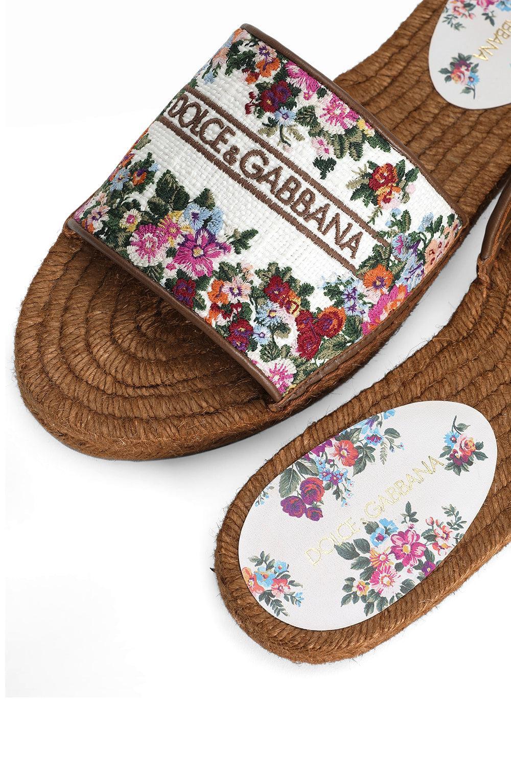 Embroidered Espadrille Slide-FLORAL-36-SHOESANDAL-DOLCE & GABBANA
