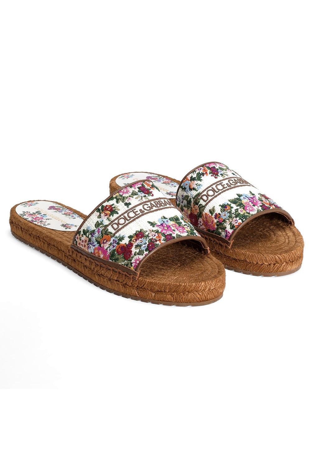 Embroidered Espadrille Slide-FLORAL-36-SHOESANDAL-DOLCE & GABBANA