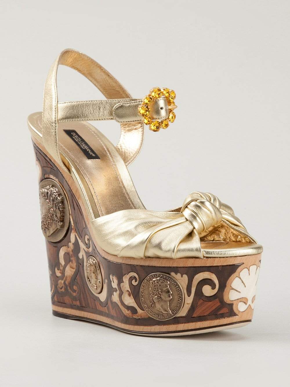 DOLCE & GABBANA-Knot Platform Print Wedge-