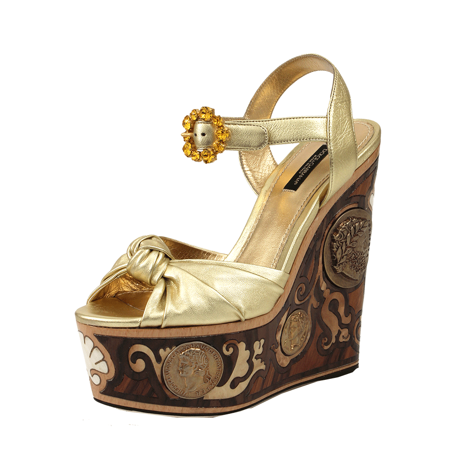 DOLCE & GABBANA-Knot Platform Print Wedge-
