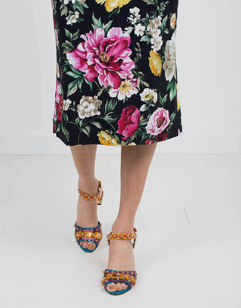 DOLCE & GABBANA-Multi Metallic Studded Sandal-