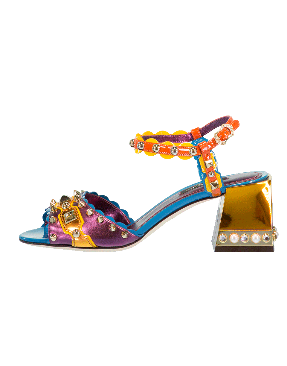 DOLCE & GABBANA-Multi Metallic Studded Sandal-