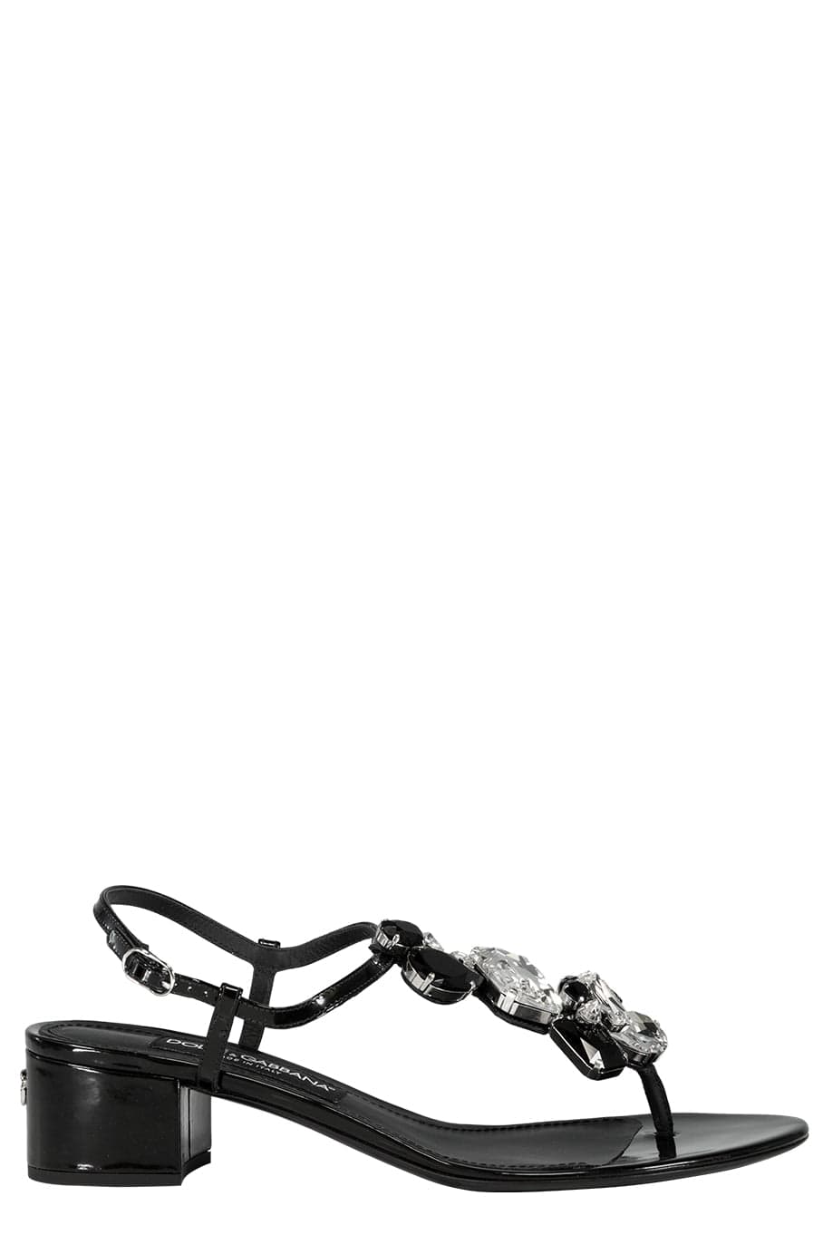 DOLCE & GABBANA-Block Heel Thong Sandal With Gems-