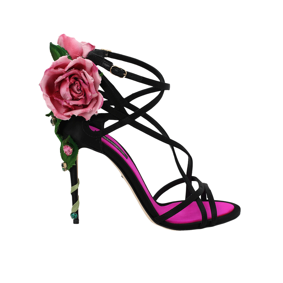 DOLCE & GABBANA-Strappy Rose Heel Sandal-