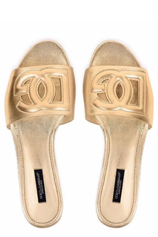 DOLCE & GABBANA-DG Logo Slide Sandal - Oro-