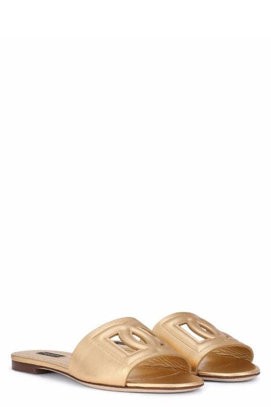 DOLCE & GABBANA-DG Logo Slide Sandal - Oro-