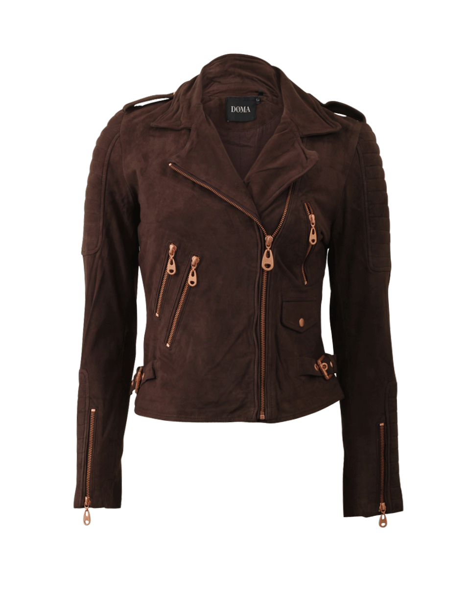 DOMA-Brown Suede Biker Jacket-