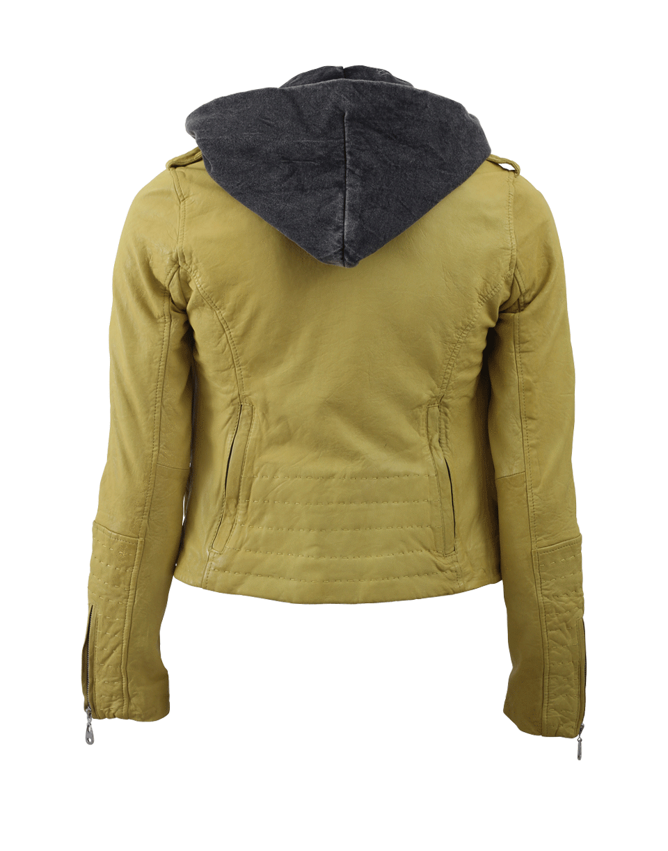 DOMA-Detachable Hood Leather Moto Jacket-