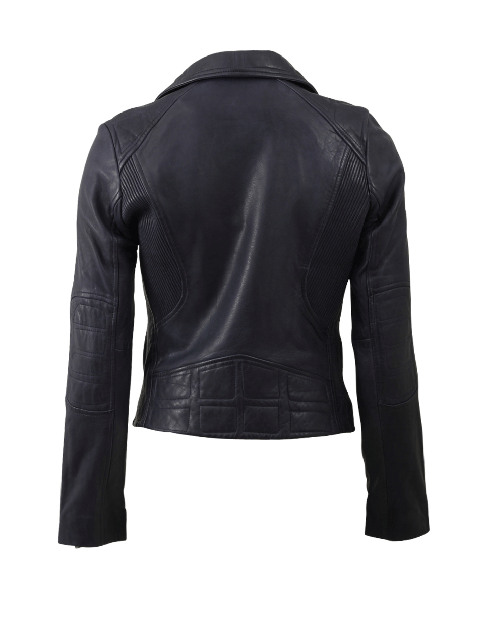 DOMA-Textured Back Leather Jacket-