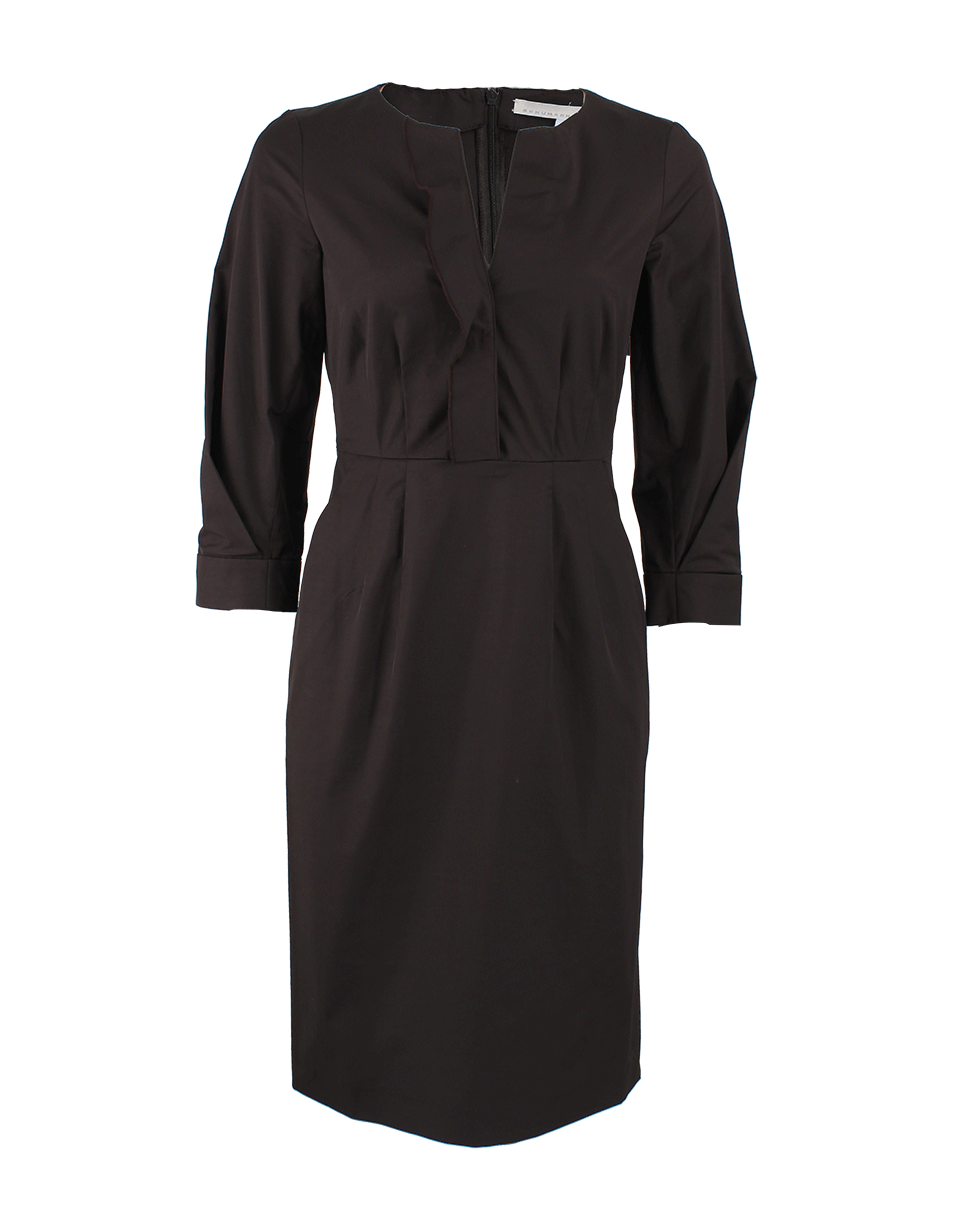 DOROTHEE SCHUMACHER-Quarter Sleeve Ruffle V-Neck Dress-