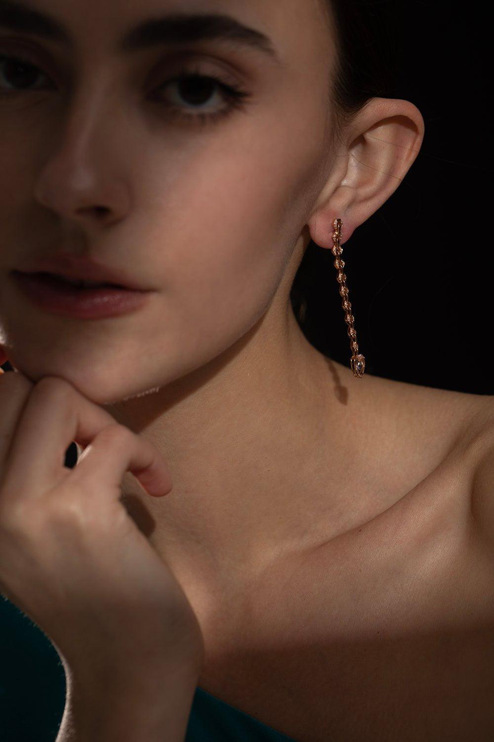DRIES CRIEL-Bond Signature Mini Morganite Earrings-ROSE GOLD