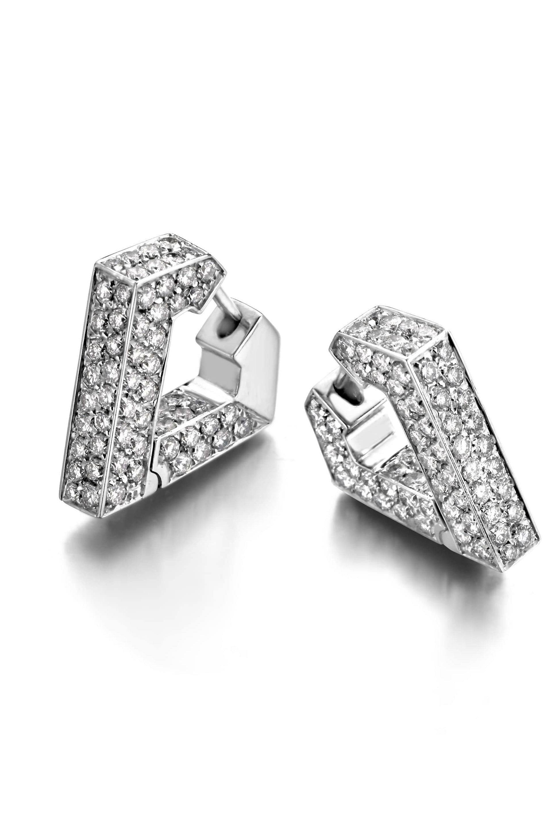 DRIES CRIEL-Brute Full Pave Earrings-WHITE GOLD