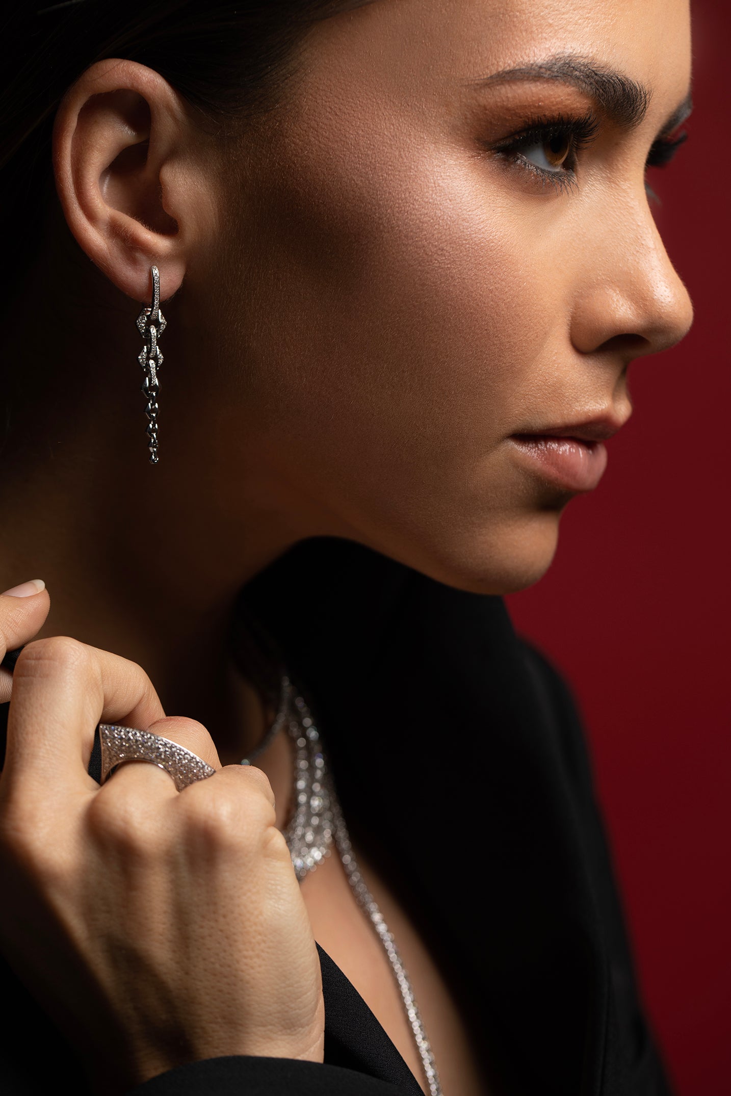 DRIES CRIEL-Flow Earrings IV-WHITE GOLD