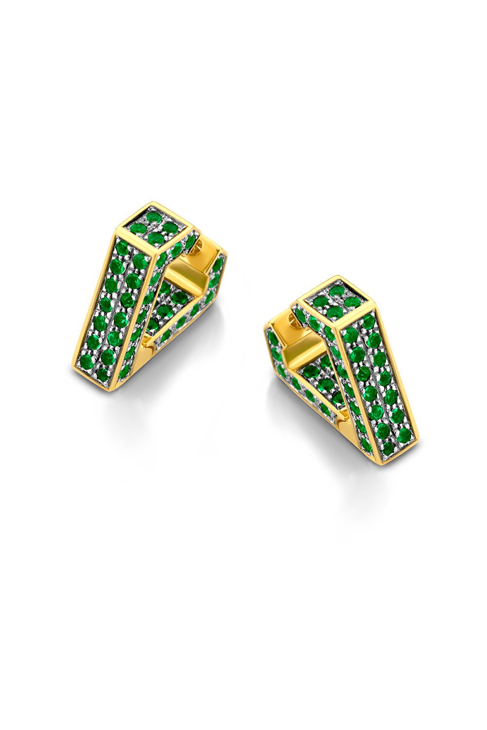 DRIES CRIEL-Emerald Mini Brute Earrings-YELLOW GOLD
