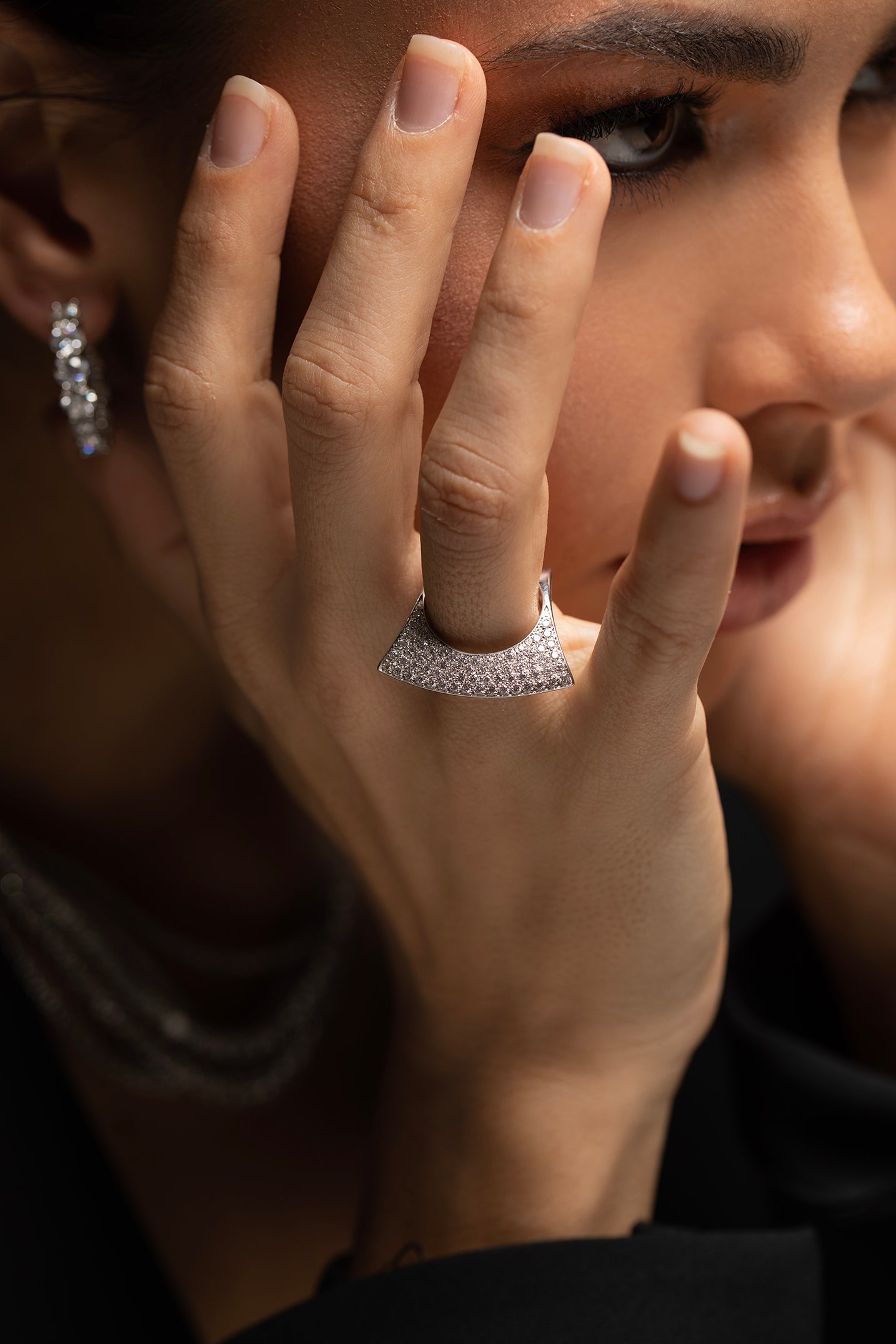 DRIES CRIEL-Diamond Lotus Ring - White Gold-WHITE GOLD