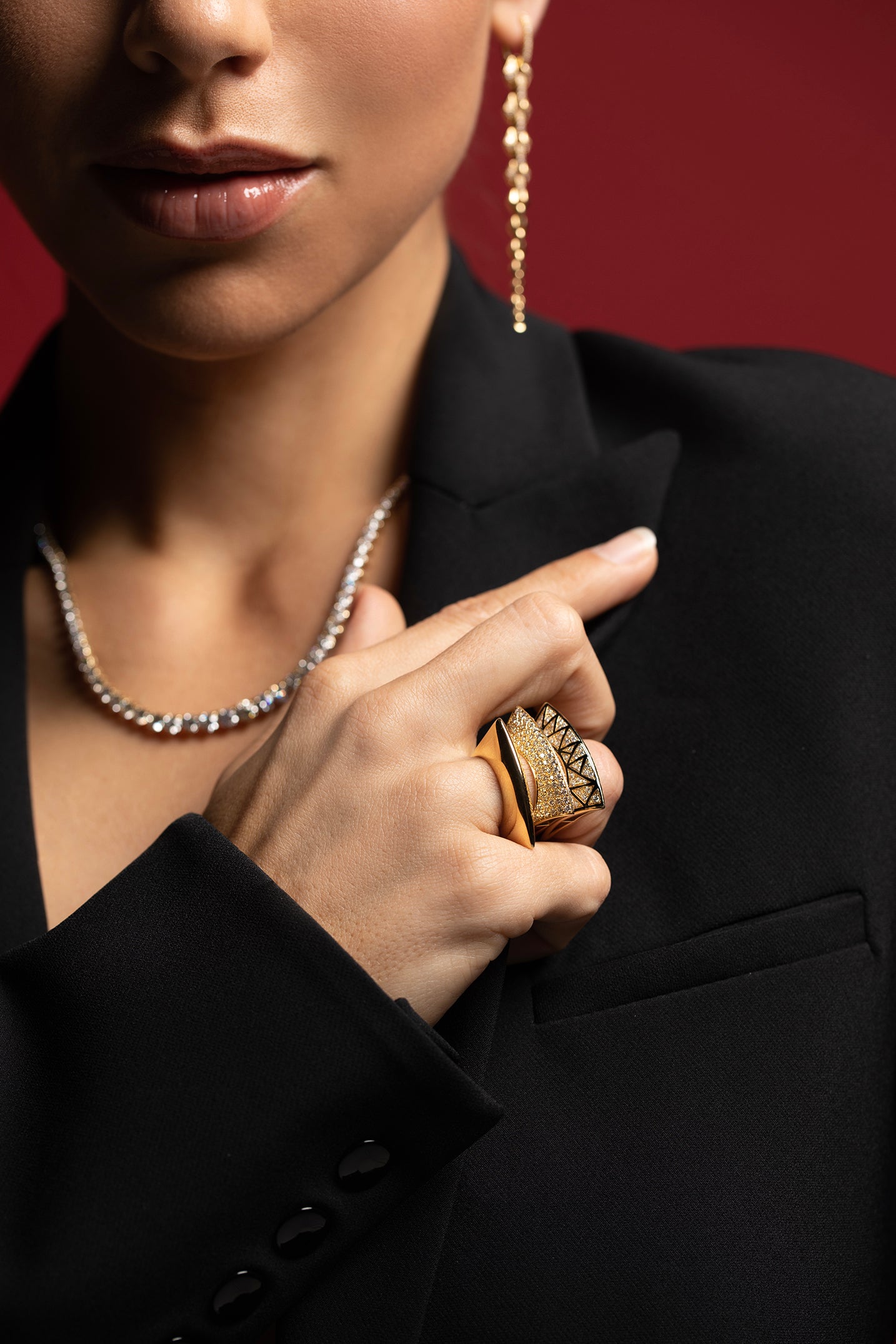 DRIES CRIEL-Diamond Lotus Ring - Yellow Gold-YELLOW GOLD