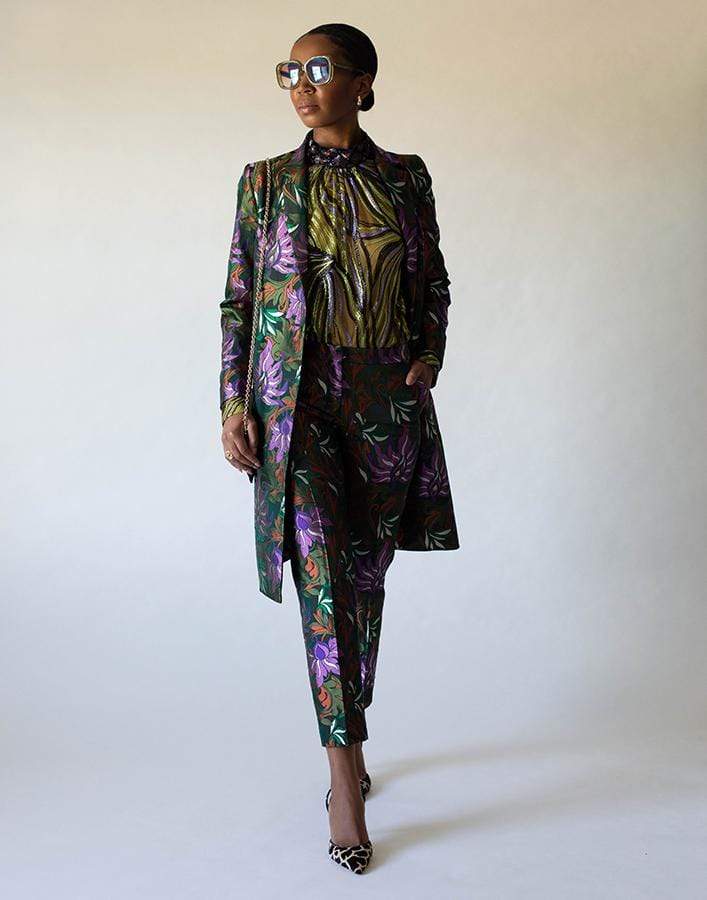 DRIES VAN NOTEN-Poumas Flat Front Floral Trouser-