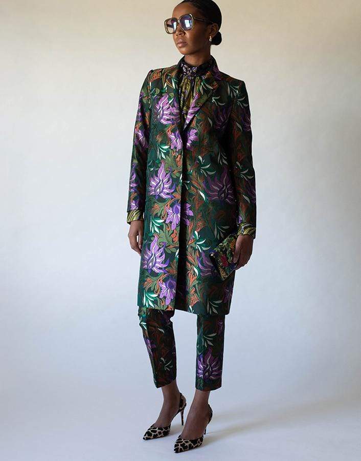 DRIES VAN NOTEN-Poumas Flat Front Floral Trouser-