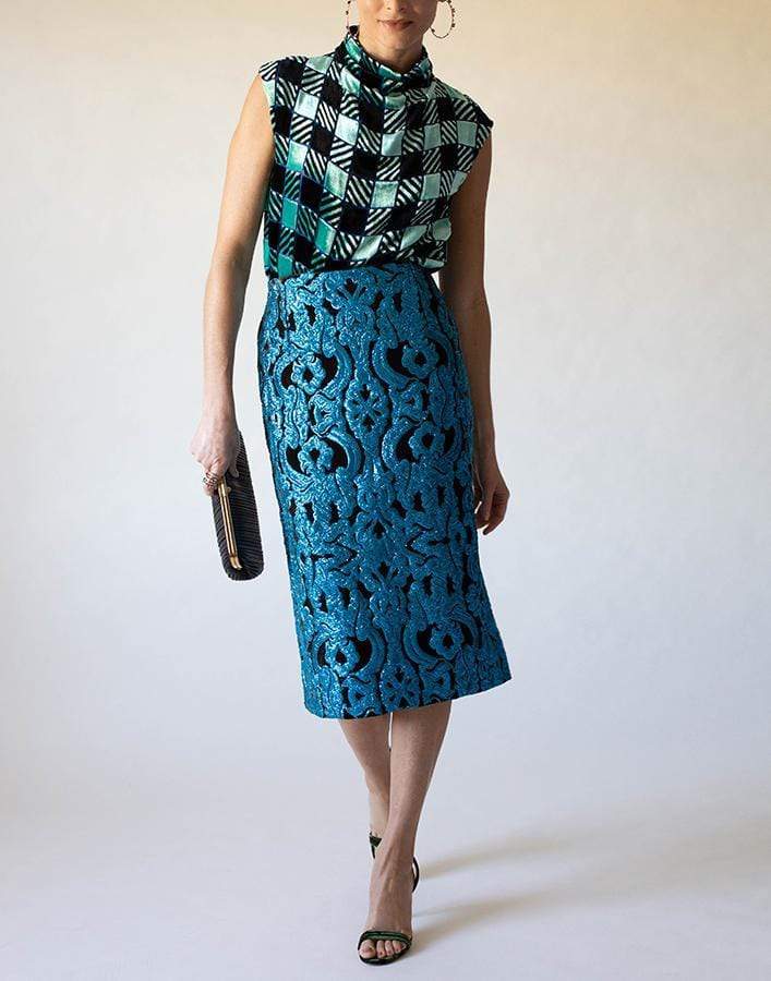 DRIES VAN NOTEN-Salby Embroidered Sequin Skirt-