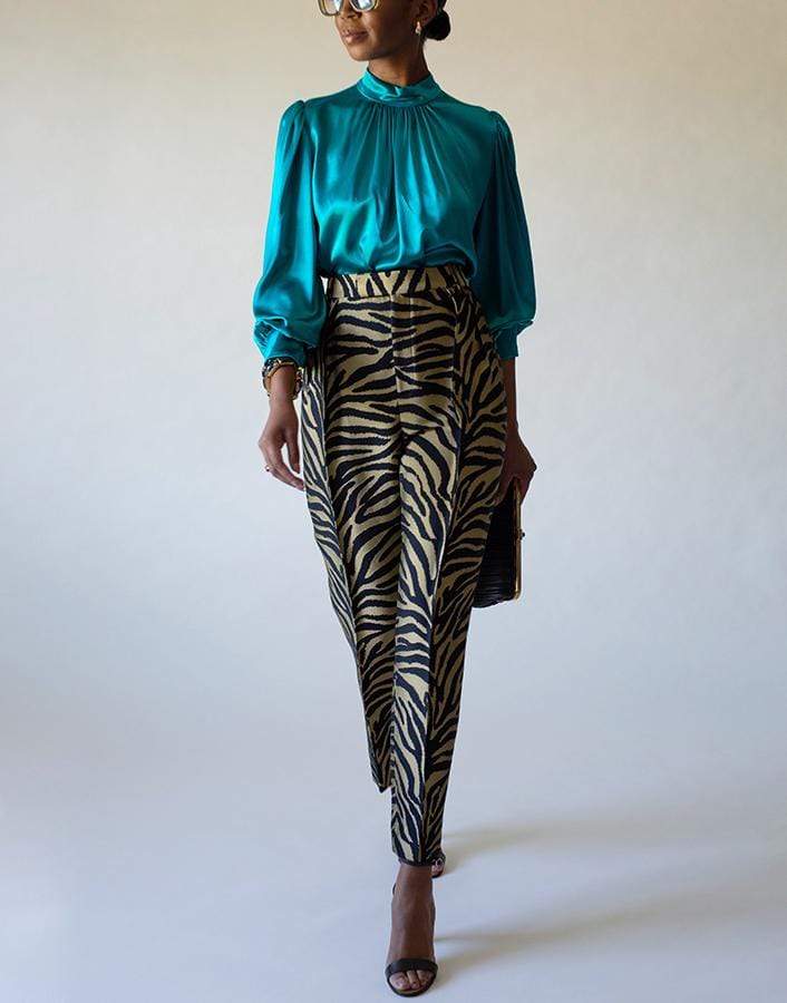 DRIES VAN NOTEN-Coxe Long Sleeve High Neck Solid Blouse-