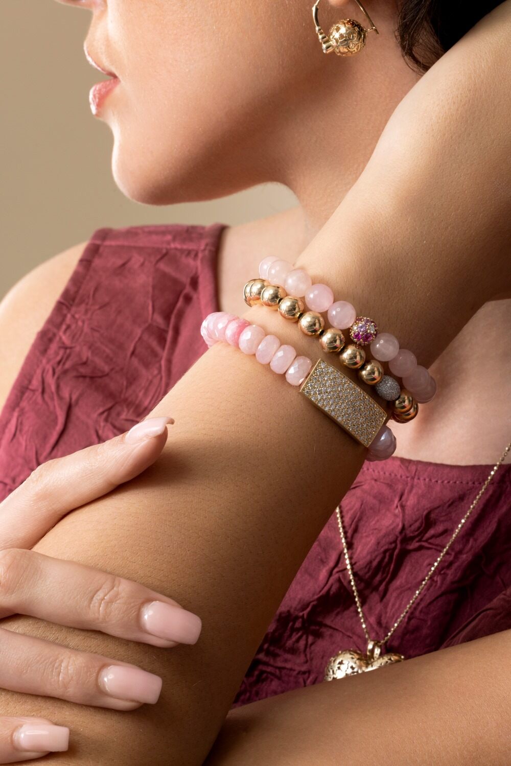 Diamond Medium Oval Beaded Bracelet-YELLOW GOLD-JEWELRYFINE JEWELBRACELET O-SYDNEY EVAN