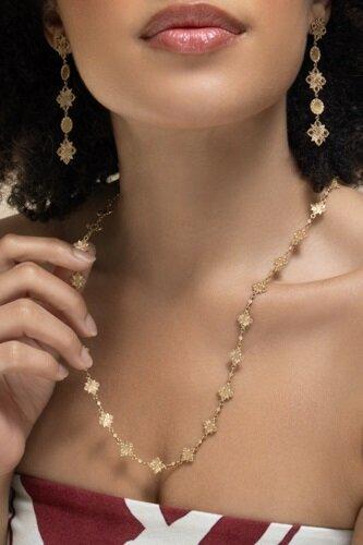 Diamond Motif Trinetra Necklace-YELLOW GOLD-32-JEWELRYFINE JEWELNECKLACE O-COOMI
