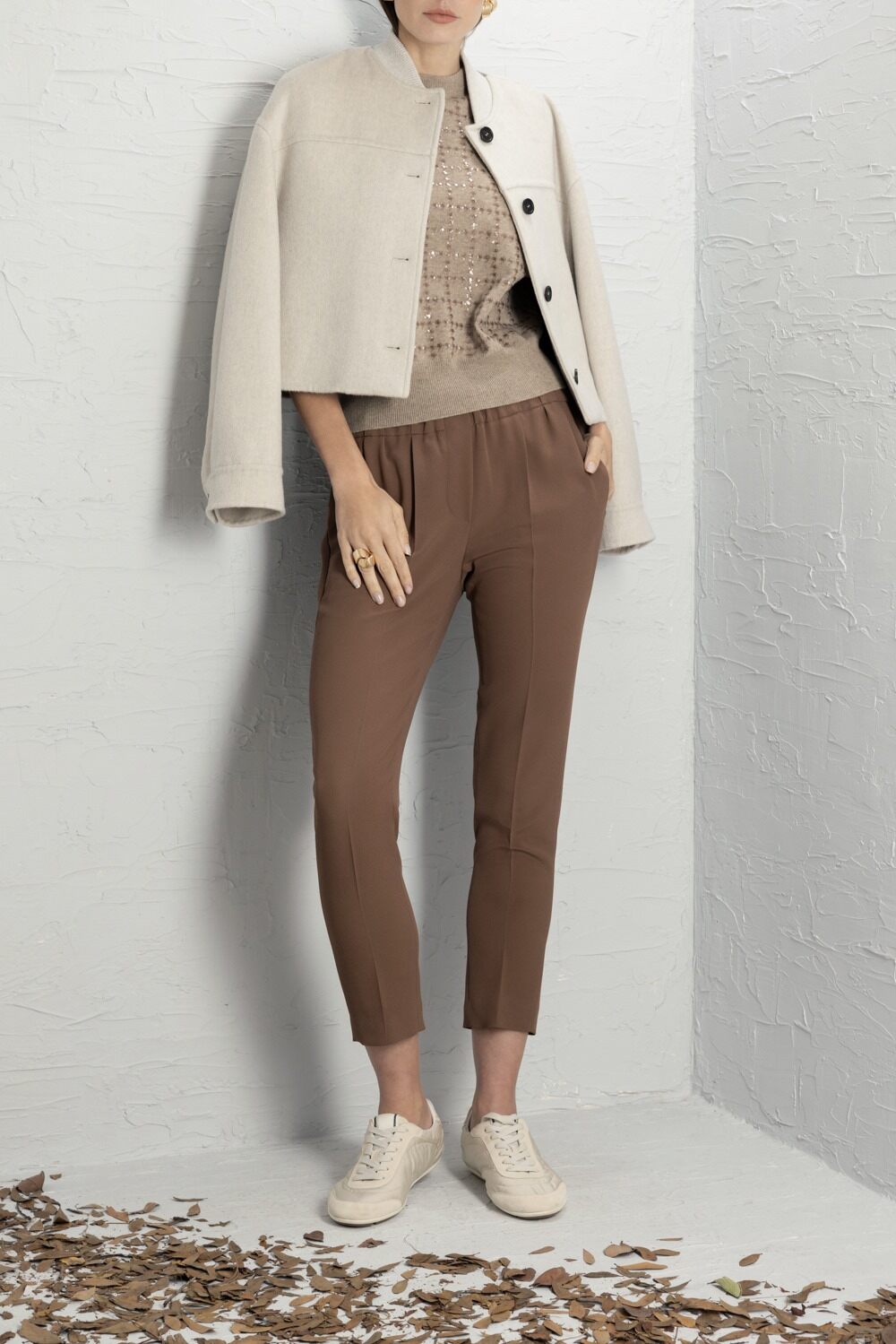 Stretch Tab Pant - Date-BROWN-36-CLOTHINGPANTSLIM FIT-BRUNELLO CUCINELLI