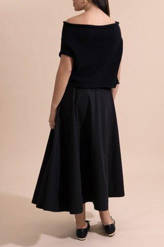 Off the Shoulder Knit Top - Black-BLACK-XS-CLOTHINGTOPKNITS-LOUIZA BABOURYAN