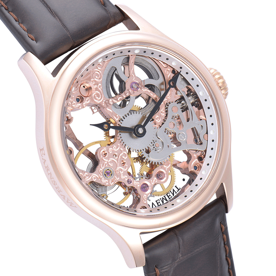 EARNSHAW WATCHES-Bauer Mechanical Skeleton Watch-DK BRWN