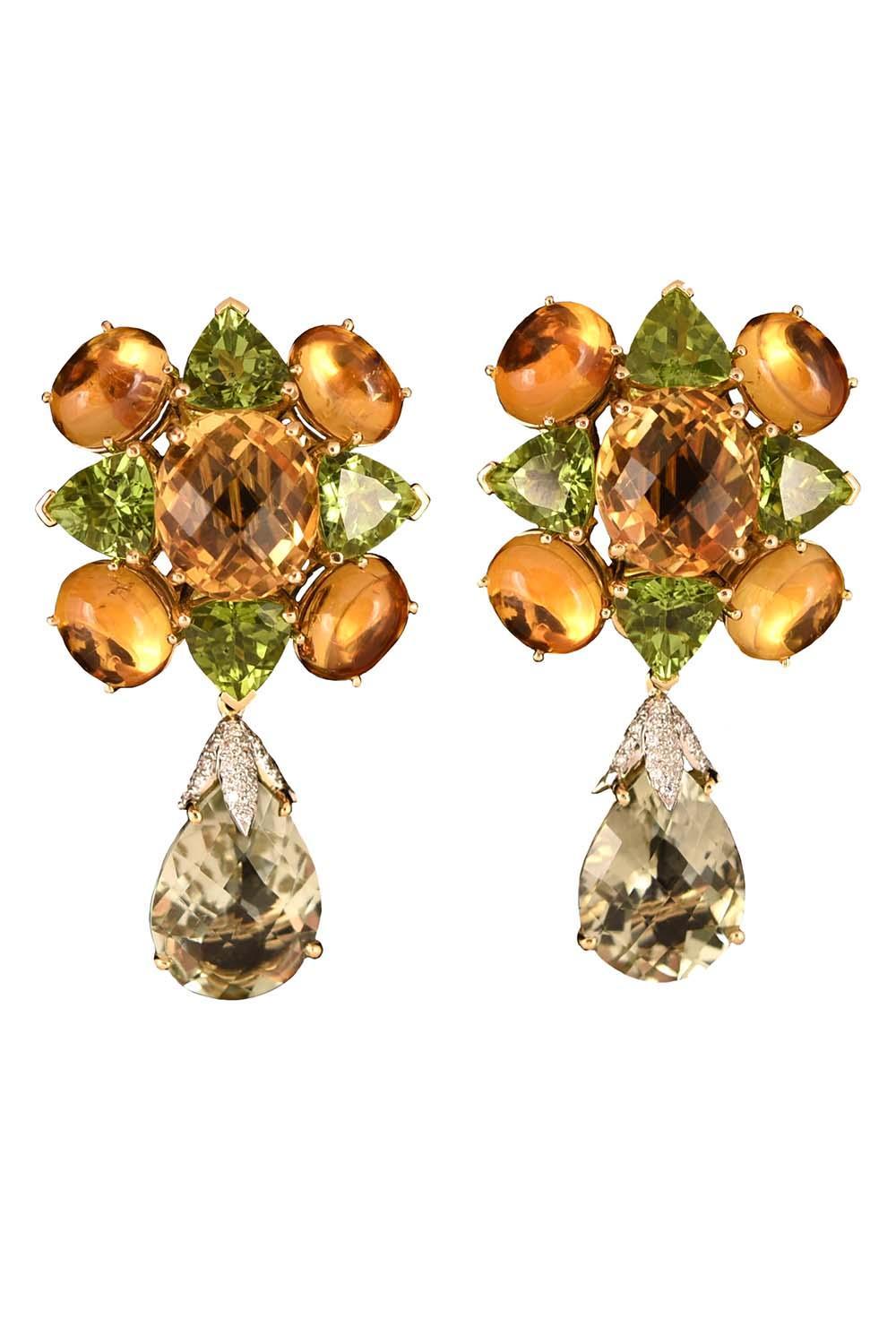 Green Amethyst Peridot Drop Earrings-YELLOW GOLD-JEWELRYFINE JEWELEARRING-TONY DUQUETTE