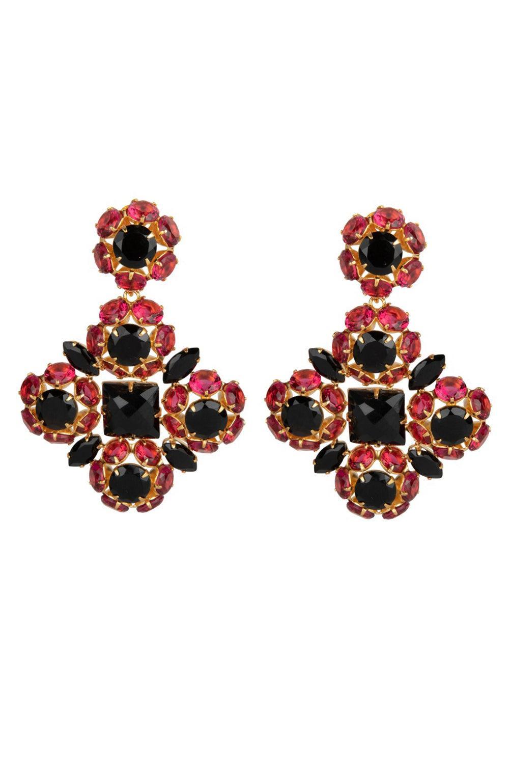 Fuchsia Black Quartz Ariadne Earrings-PINK-JEWELRYBOUTIQUEEARRING-BOUNKIT JEWELRY
