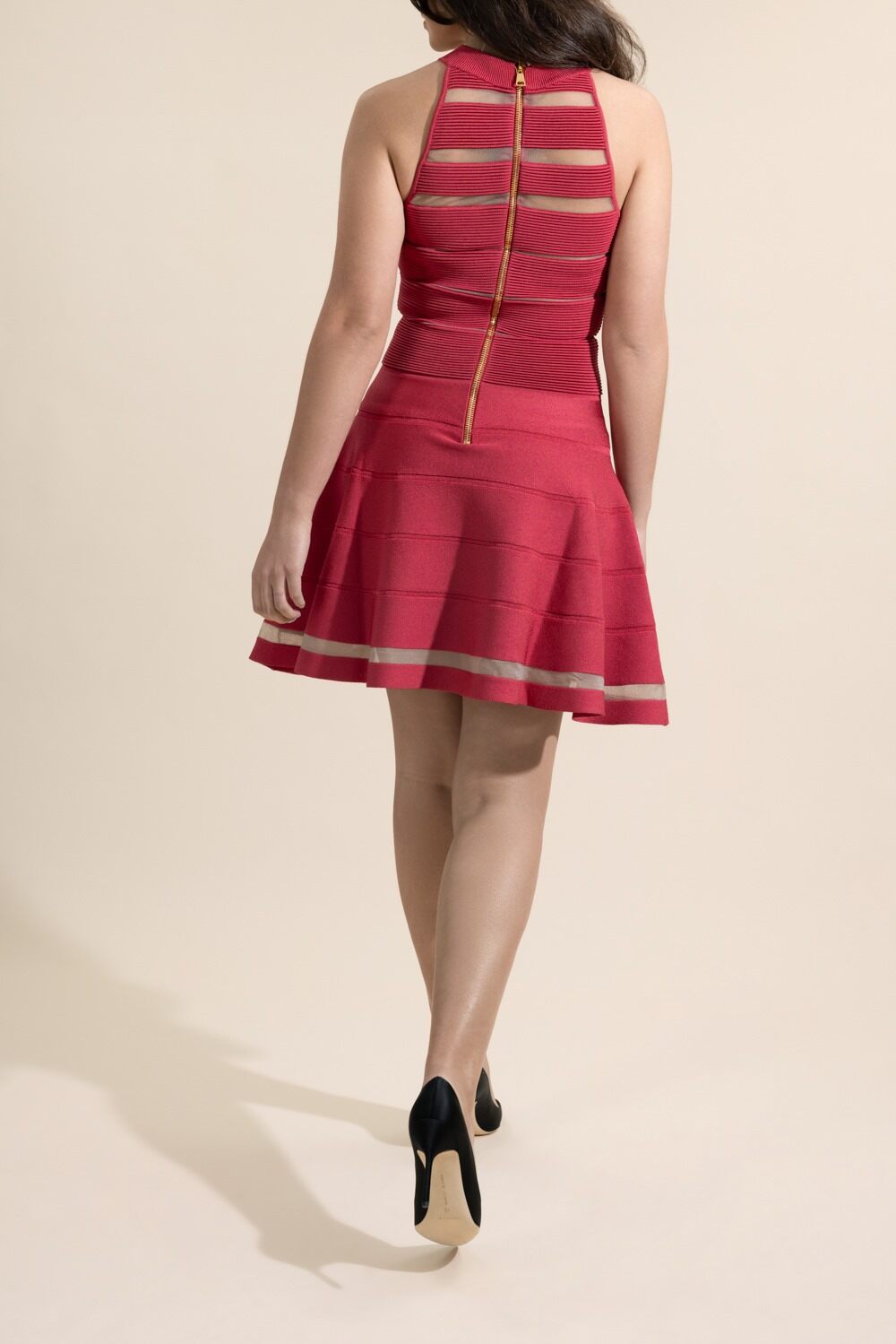 Stripe Knit Fit And Flare Dress-STRIPE-34-CLOTHINGDRESSCASUAL-BALMAIN