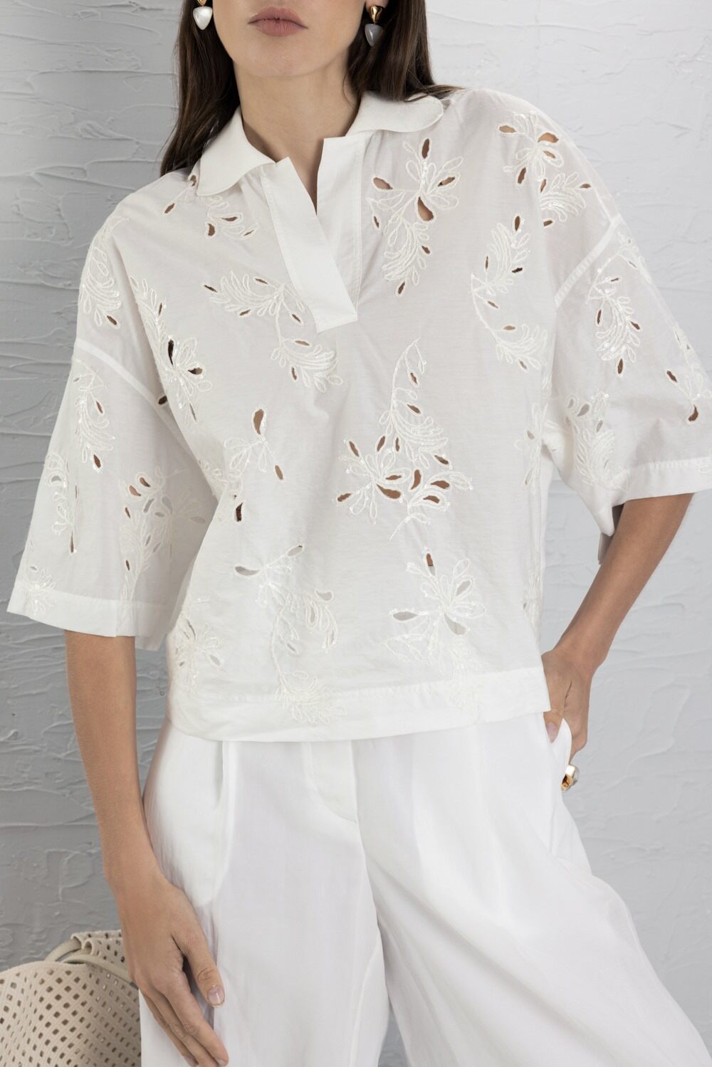 Short Sleeve Pullover-WHITE-XS-CLOTHINGTOPKNITS-BRUNELLO CUCINELLI