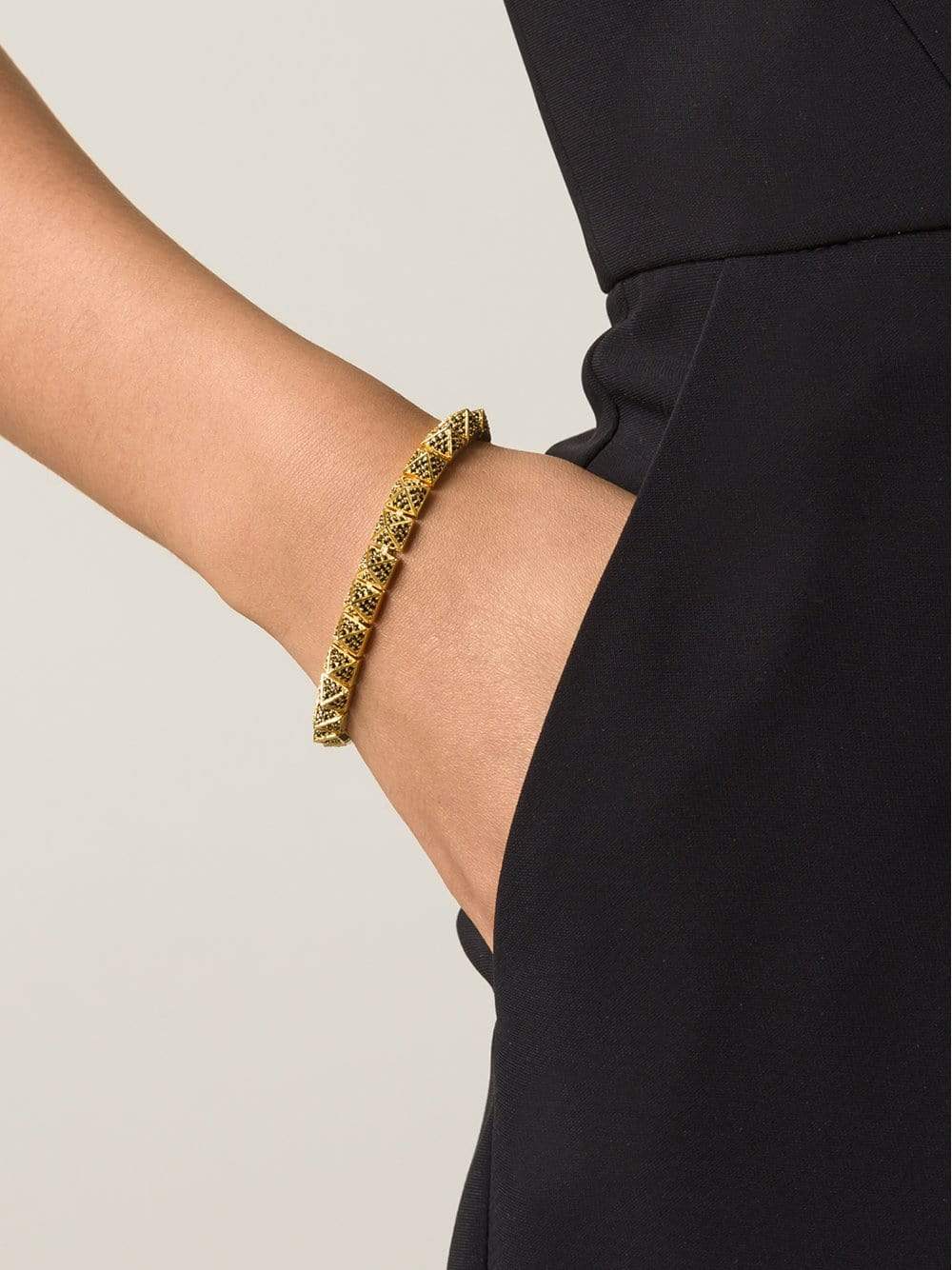 EDDIE BORGO-Pave Small Pyramid Bracelet-JET/GLD